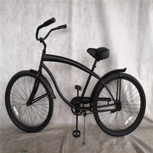 26-Inch Matte Black Single-Speed Coaster Brake Men’s Beach Cruiser Bicycle