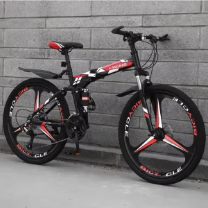 Folding Mountain Bike, Steel Folding Bicycle, Hybrid Bicycle with Disc Brakes and Gears, 26/29 Inches