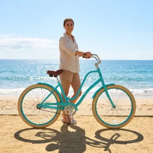 26-Inch Mint Green Retro Urban Beach Cruiser Women’s Comfort Single-Speed Aluminum Alloy Leisure Bicycle