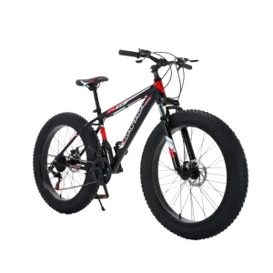 26*4.0″ Black 26 Inch Fatbike Steel Fork Hybrid Bike Fat Tire Bike