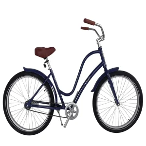 Aluminum Alloy Frame 26-Inch Beach Cruiser Bicycle, Single-Speed Classic Vintage Women’s City Commuter Bike