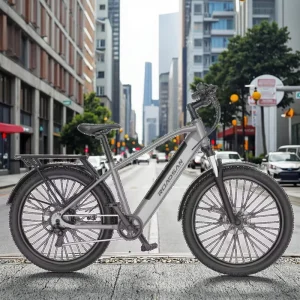 26-Inch Steel-Frame Brushless Hybrid Electric City/Mountain Bicycle, 48V 500W Rear Motor, 7-Speed, 15Ah Lithium Battery