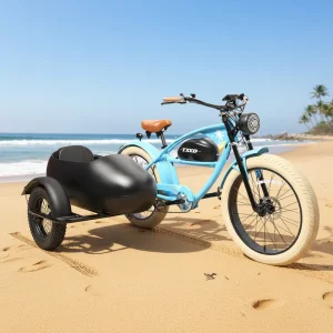 26-Inch Classic Stylish 48V 500W Large-Headlight 7-Speed Electric Bicycle, Fat-Tire Sidecar (Optional), Electric Beach Cruiser