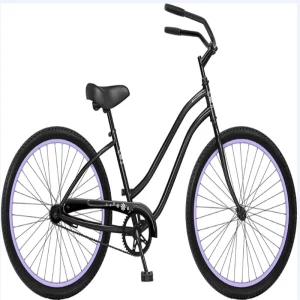 26-Inch Coaster Brake Matte Black Comfortable Classic Single-Speed Beach Cruiser Women’s Bicycle