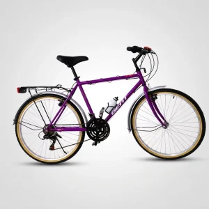 26-Inch City Commuter Bicycle for Men, Geared Hybrid Bike with Fenders and Luggage Rack