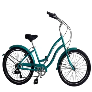 26-Inch Lightweight Aluminum Alloy Low-Step Frame 7-Speed City Beach Cruiser Retro Comfort Women’s Bicycle
