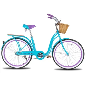 26-Inch Custom Beach Cruiser Bicycle, Single-Speed Step-Through City Bike with Steel Fork