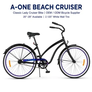 26″ Beach Cruiser Steel Female Bicycle Urban Bikes Lady City Bikes Beach Bicycle Cruiser
