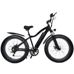 26″ Fat Tire Adult Electric Mountain Bike 7 Speed Rear Motor Disc Brake High Carbon Steel Frame Lithium Battery All Terrain A02