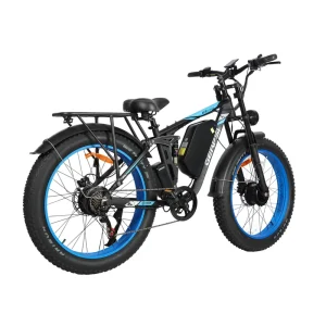 26″ Fat Tire Electric Mountain Bike 3000W Dual Motors 48V 25Ah Central Lithium Battery 65km Range Hydraulic