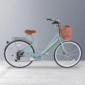 26 Inch City Bicycle Disc Brake Steel Fork Single Speed Women Alloy Rim Touring Cruiser Bike