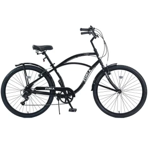 26 Inch Cruiser Bike for Girls Shimano 7 Speed Steel Frame V Brakes 26×2.125 Tires Brown Saddle Comfort Bicycle Adult City Bike