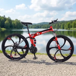 26 Inch Double Disc Brake Folding Fat Tire Mountain Delivery Bicycle 21 Speed Steel Aluminum Alloy Frame 120kg