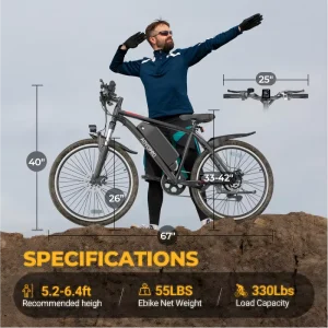 26 Inch Electric Bicycle 350W Full Suspension Mountain Ebike for Adult with 48V Battery UK Germany Ready