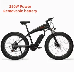 26 Inch Fat Tire 350W Motor with Removable Battery Gear Shifting Off Road Commuter E-Bicycle for Adults Electric Mountain Bike