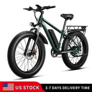 26 Inch Fat Tire 7 Speed Electric Mountain Bike 48V 15Ah 1000W Powerful Mountain Adult Bicycle