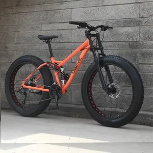 26 Inch Fat Tire Mountain Bike 21 Speed Full Suspension Snow Bicycle for Adult Off Road MTB