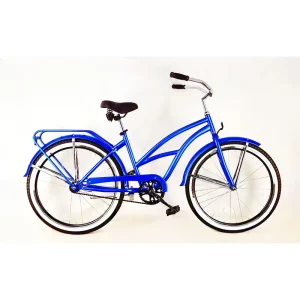 26 Inch Folding Beach Cruiser Bike for Women Single Speed Bicycle with Basket & Rack