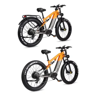 26 Inch Full Suspension Men’s Fashionable Adults Mountain Bicycles Removable Battery Bike 1500W 48V 20Ah Fat Tire Electric Bike