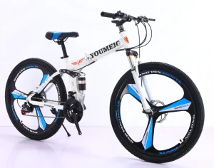 26 Inch Full Suspension Mountain Bike with 21 Speed Disc Brake Foldable Frame for Men’s MTB Riding