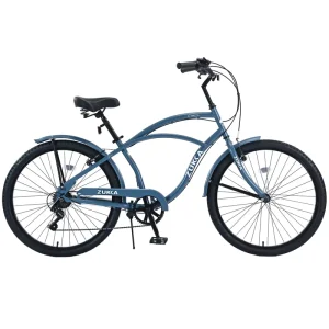 26 Inch Kids Cruiser Bike Shimano 7 Speed Steel Frame Double V Brakes 26×2.125 Tires Brown Saddle Comfort Bicycle for City Riding