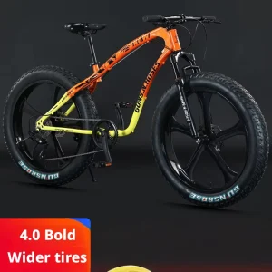 26 Inch Magnesium Alloy 5-Spoke Integrated Wheel 4.0 Beach Snow Adult Mountain Bike Variable Speed Shock Absorbing Off-Road Bicycle