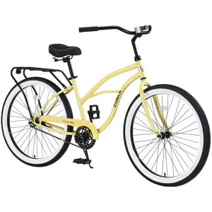 26 Inch Mountain Beach Cruiser Bike Single Speed Bicycle Steel Frame Cruiser Bike for Adult Easy to Assemble Black Saddle