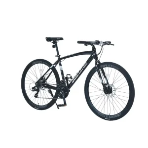 26 Inch Racing Road Bike Aluminum Alloy Frame 21 Speed Gears Suspension Flat Handlebar Dual Disc Brake Men’s Fitness Urban