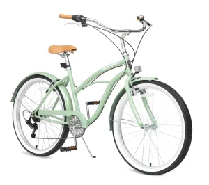 26 Inch Steel Beach Cruiser Bike Disc Brake 7 Speed Off Road Outdoor Comfort Bike