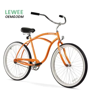 Modern Single-Speed Lightweight Beach Bicycle, 26-Inch Wheels, Classic Cruiser Design, Steel Frame, KMC Z-410 Chain