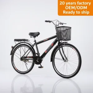 26-Inch V-Brake City Bicycle with Basket, Vintage Casual City Bike, Adult Hybrid Bicycle
