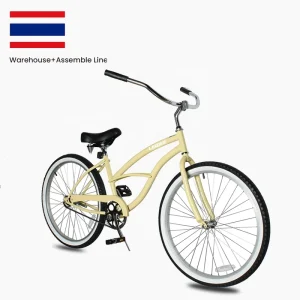 Beach Cruiser Bicycle, 26-Inch Alloy Steel, Chrome, 26 x 1.75, Stainless Steel 14G Spokes, Cruiser Bicycle Frame