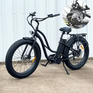 26-Inch 4.0 Fat-Tire City Electric Bicycle with 10Ah Lithium Battery, Beach E-Bike, Electric Road Bicycle Cruiser