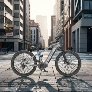26-Inch Aluminum-Frame Bafang Hybrid Electric Mountain Bike, 48V 500W Rear-Drive, 7-Speed, Dual Suspension, 15Ah Lithium Battery