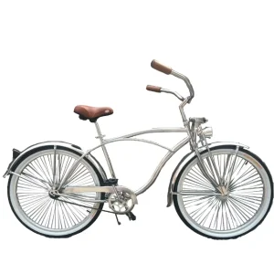 26-Inch Single-Speed Spring Fork CP Silver Polish Men’s Bicycle, 26*2.125 Adult Men’s Beach Cruiser Bicycle