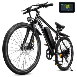 27 Inch Assisted Mountain Bike City Commuting Electric Bicycle 7 Speed Brushless Rear Hub Motor 36V Lithium Battery Carbon Steel