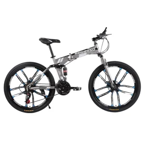 27 Speed Adult Mountain Bike for Men Women 24 inch Foldable Disc Brake All Terrain Bicycle for Daily Commuting & Off Road Riding