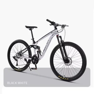 27.5 Inch Mountain Bike for Adults 24 Speed High Carbon Steel Frame Dual Disc Brake MTB Bicycle Full Suspension Mens Bicycle