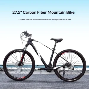 27.5 inch Carbon Fiber Bike Adult 27 Speed Dual Disc Brake Shock Absorption Lockable Front Fork Mountain Road Bike