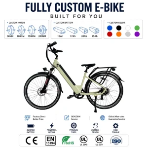 27.5Inch Step Thru Ebike Commuting 48V 15Ah Lithium Battery Electric City Bike for Women