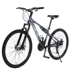 29 Full Suspension Steel Frame Mountain Bike with Ordinary Pedal 24 Speed for Cycling