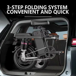 3 Speed Foldable Electric Bike Mini Rear Hub Motor Lithium Battery City Folding