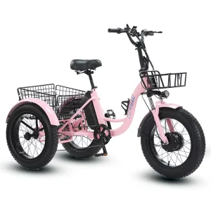 3 Wheel Electric Tricycle 48V 500W Aluminum Alloy Wheelset Frame 200KG Load Capacity Adult Senior Cargo Camping Delivery Bike