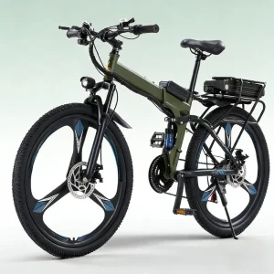 350W Peak Lightweight Folding Electric Mountain Bikes 26″ Fast Electric Bicycles 35 Miles PAS Long Range and 48V Battery