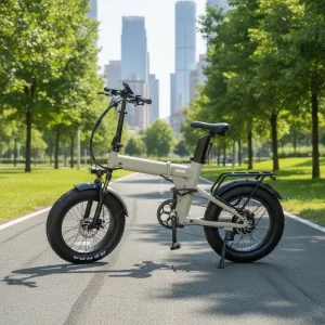 36V Dual Lithium Battery Fat Tire Folding Electric Bike with Rear Hub Motor 7-Speed Color LCD for Leisure and Suburban Tours