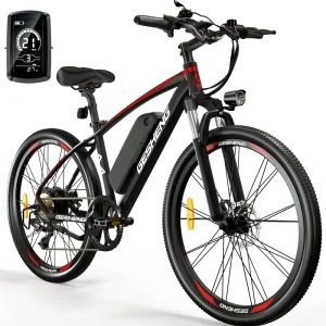 48V 10.5Ah Aluminum Lithium Hybrid-Powered Sport E-Bike, Waterproof and Dustproof Mountain E-Bike with Wide Tires for Adults