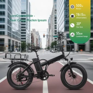 48V 500W Hub Motor Electric Bike 20*4 Fat Tire 7 Speed Hydraulic Disc Brake Folding Electric Bike