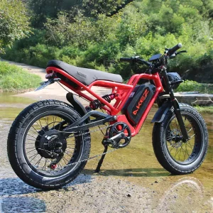 48V/52V 1500W Soft tail Electric Snow Bike Full Suspension Mountain Ebike 20inch Fat Tires Retro Motorcycle US Stock
