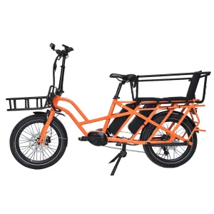 48V500W Motor Mid Drive Electric Bicycle Long Tail 20″ Dual Battery Cargo Electric Bike