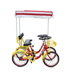 Popular 5-Seat Pedal Surrey Bicycle with 4 Handbrakes / High-Quality Park Quadricycle Bicycle with Child Seats